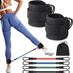 a g enterprises Ankle Resistance Bands with Cuffs for Leg, Glute & Hip Training Workout Resistance Tube image 1
