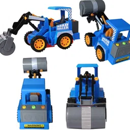 gurukrupa Musical Friction JCB Road Roller Toy For KIds With Light and Music - Blue-picture-43