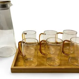 taakshvik Elegant 8-Piece Jug, Glass & Tray Set – Tea & Coffee Brewing Set for Home Use Jug Glass Tray Set-picture-14