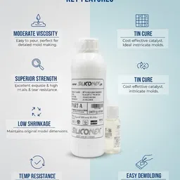 siliconex Liquid Silicone Rubber TIN-15 Slow Shore A for Mold Making 1Kg Candle Molds image 4