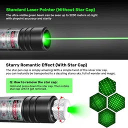 HALOZA Green Laser Pointer Pen Beam with Stylish Disco Light 5 Mile + Battery image 2