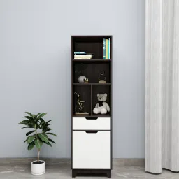 crystal furnitech Allie Bookshelf in Dark Walnut & Frosty White Colour image 1