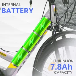 alter 26" 002S-FLY MODEL ELECTRIC CYCLE,95% PRE-ASSEMBLED WITH CHARGER (Grey & Yellow) 26 inches Single Speed Lithium-ion (Li-ion) Electric Cycle image 3