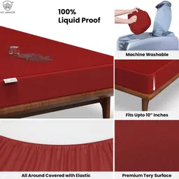 my armor Single Size Fitted Terry Cotton Breathable, Stretchable, Waterproof Mattress Cover image 2