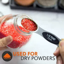 touaretails Stainless Steel Dual Sided Magnetic Stackable Measuring Spoons Set for Dry and Liquid Ingredients for Cooking & Baking (Set of 5) Stainless Steel Measuring Spoon Set image 5