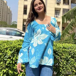 bhawana fashion Women Floral Print Pure Cotton A-line Kurta image 1