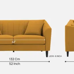 febonic Polon Fabric 2 Seater Sofa In Corn Yellow Colour image 2