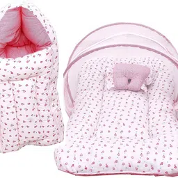 fareto Baby Mattress with Mosquito Net/Sleeping Bed & Sleeping Bag/Carry Bag Combo 0-6 Months (0-6 months, Blue) Sleeping Bag image 1