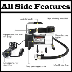 ccmm Universal 12V/150DC Silver Air Pump-76 150 psi Tyre Air Pump for Car & Bike image 2