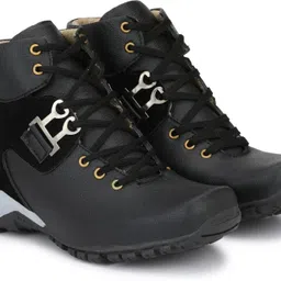 Leatherette Black Edition Lace-Up High Ankle Length Casual Long Boots For Men Boots For Men-image-1
