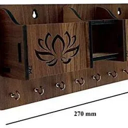 aurazen Wall Mounted Designer Key Holders for Decor Stylish Hook Stand Organizer (LOTUS) Wood Key Holder image 2