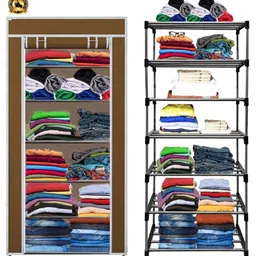 curio centre 6 Shelf Foldable Collapsible Wardrobe Storage Organizer Almirah Cloth Rack Carbon Steel Collapsible Wardrobe-picture-10