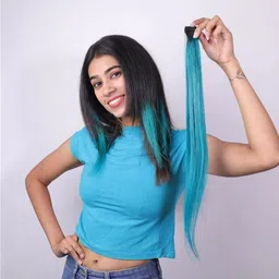 hairarchy Teal Clip In Streak 16 Inch Hair Extension image 1