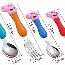 ridzy Peppa Pig Stainless Steel Dessert Spoon & fork set ( 2 spoons & 2 fork) Stainless Steel Tea Spoon, Table Spoon, Sugar Spoon, Coffee Spoon, Measuring Spoon Set image 4