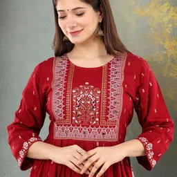 Women Printed Viscose Rayon A-line Kurta-image-93