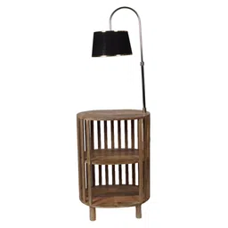 sapphire Henry Black Iron Shade Shelf Floor Lamp With Wood Base image 5