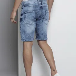 the indian garage co. Solid Men Blue Denim Shorts image 3