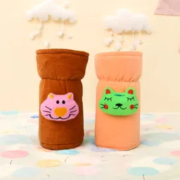mw prints Soft Plush Baby Feeding Bottle Cover (60-125 ml) with Cartoon Strap, Soft image 1