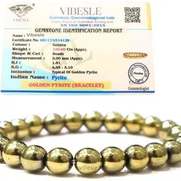 vibesle Pyrite Stone Original stone and Bracelet for Vastu/Working Table Decore Decorative Showpiece-10 cm image 3