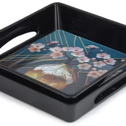 golden fish Flower Printed Large Size 39x27.5 cm Tea Coffee Serving Tray Tray image 3