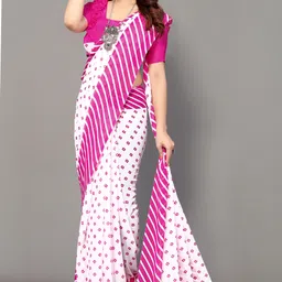 yashika Printed, Striped Bollywood Georgette Saree-picture-18