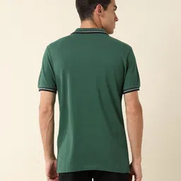 u.s. polo assn. Men Solid Polo Neck Pure Cotton Dark Green T-Shirt image 5