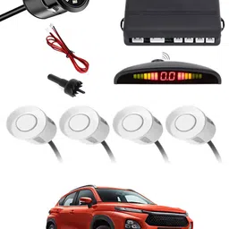 maties Car Parking Sensors - Set of 4 with Reverse Parking Camera (White)-284 White Reversing Electromagnetic Parking Sensors With Camera-284 Parking Sensor-picture-23