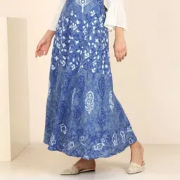 matkewalaz Women Printed Wrap Around Blue Skirt-picture-13