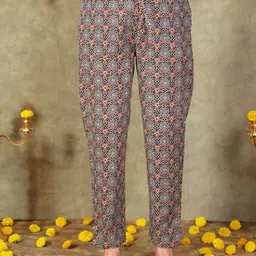 aramya Women Comfort Fit White Pure Cotton Trousers image 1