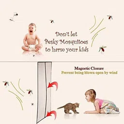 lifekrafts Magnetic Mosquito Net Door Net Screen Curtain, 210cm Height x 120cm width -Beige Colour. Insect Net image 2