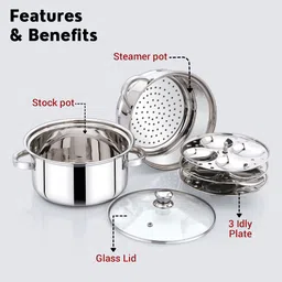 avias Momo Maker Steamer With Idly Plate Stainless Steel Steamer image 3