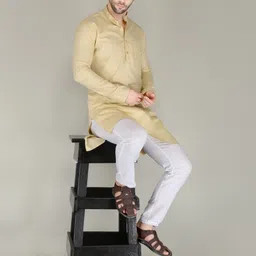 fubar Men Solid Cotton Blend Straight Kurta image 5
