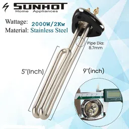 sunhot Triangle Type Geyser Element Water Heater(For use in Geyser) 2000 W Shock Proof Immersion Heater Rod image 3