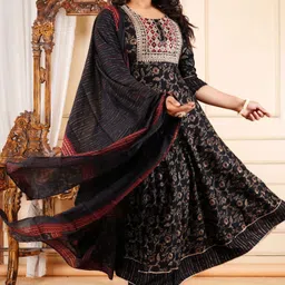 the brij fashions Women Viscose Rayon Kurti Pant Dupatta Set image 4