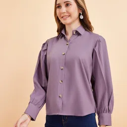 metronaut Women Regular Fit Solid Spread Collar Casual Shirt-picture-25
