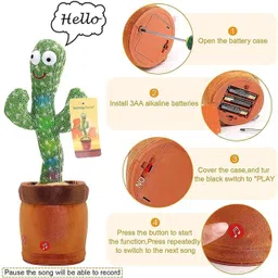 leviathan Dancing Cactus Toy for Baby+USB Power Cable-Dances,Sings LED Lights toy For Kids image 2