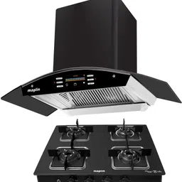 maplin Combo of 4 Burner (SS04)Auto Ignition LPG Cooktop and SS75 (75cm) Auto Clean Wall Mounted Black 1400 CMH Chimney image 2