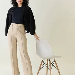 kotty Women Regular Fit Beige Viscose Rayon Trousers image 3