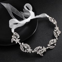 yellow chimes Silver-Plated & White Crystal-Studded Designer Head Chain for Women & Girls Hair Accessory Set-picture-7