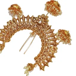 shrungarika Aambada Juda Pin/ Hair Brooch with Jhumki Wedding Bridal Hair Accessories Bun Clip image 3