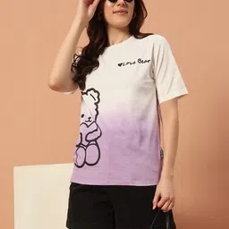 the dry state Women Printed Round Neck Pure Cotton White T-Shirt-picture-16