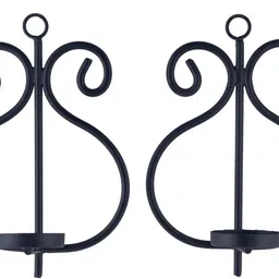 homesake Wall Candle Sconce Set of 2 Wrought Iron Candle Holder Hanging Iron 0 - Cup Candle Holder Set image 4