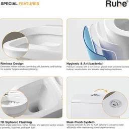 ruhe Isera One-Piece Rimless S-Trap Washdown Flushing Western Toilet | Soft-close Seat | Dual Flush | Anti-bacterial Glaze | Floor Mounted Western Commode image 3