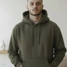 why not Men Full Sleeve Solid Hooded Sweatshirt image 5