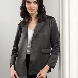 kotty Women Solid Mandarin Casual Blazer image 5