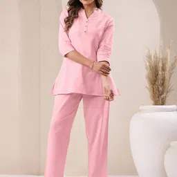 janasya Women Pure Cotton, Linen Ethnic Top Pant Set-picture-18