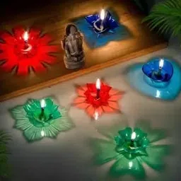 nkpr Traditional Refection LED Water Diya Temple ,Office ,Home ,Diwali Decoration 718 Candle image 3