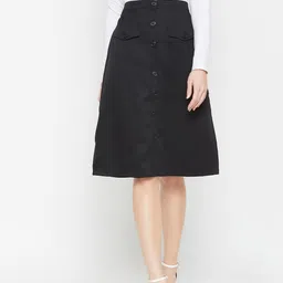 marie claire Women Solid A-line Black Skirt-picture-13