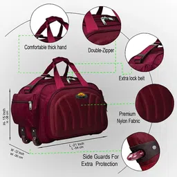 sky spirit 40 L Strolley Duffel Bag - Premium quality heavey duty unisex travel luggage bag - Red - Regular Capacity image 2