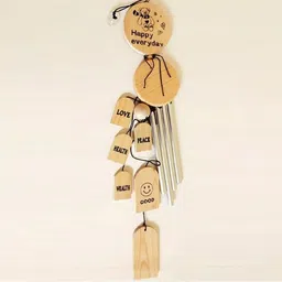 shop fusion Elegant Wooden Wind Chime with 4 Aluminum Pipes – Brings Success in your Home Steel Windchime image 4